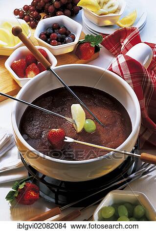 Picture - "Chocolate fondue, Switzerland, recipe available for a fee, Europe". Fotosearch