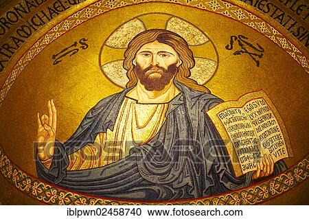 "Christ Pantocrator, Byzantine Christian mosaic of the Palatine Chapel, Cappella Palatina, in the Norman Palace, Palazzo dei Normanni, Palermo, Sicily, Italy, Europe" View Large Photo Image Stock Image - "Christ Pantocrator, Byzantine Christian mosaic of the Palatine Chapel, Cappella Palatina, in the Norman Palace, Palazzo dei Normanni, Palermo, Sicily, Italy, Europe". Fotosearch
