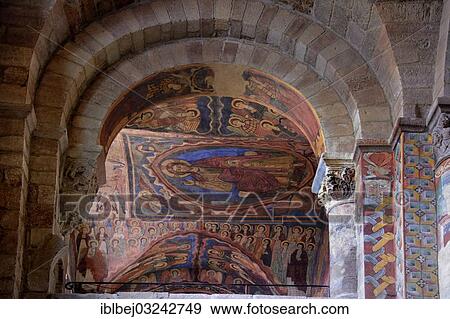 Stock Photo - "Christ Pantocrator fresco, Basilica Saint Julien, Brioude, Auvergne, France, Europe". Fotosearch