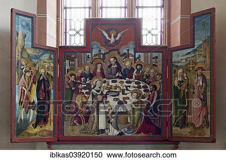 "Christ with the Apostles at table with Mary and Martha, painting on a Gothic wing altar, Church of Our Lady, Oberwesel, Rhineland-Palatinate, Germany, Europe" View Large Photo Image Stock Image - "Christ with the Apostles at table with Mary and Martha, painting on a Gothic wing altar, Church of Our Lady, Oberwesel, Rhineland-Palatinate, Germany, Europe". Fotosearch