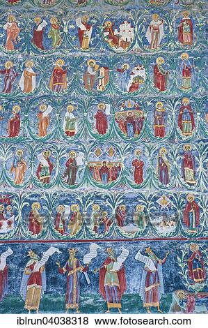 Stock Photo - "Christian wall painting, Sucevita Monastery, UNESCO World Heritage Site, Bucovina, Romania, Europe". Fotosearch