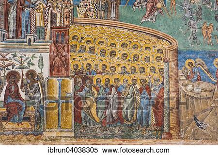 Stock Photography - "Christian wall painting, Voronet Monastery, UNESCO World Heritage Site, Bucovina, Romania, Europe". Fotosearch
