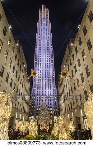 Stock Image - "Christmas Angels at Rockefeller Center, Manhattan, New York City, New York, USA". Fotosearch