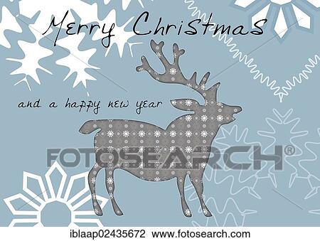 "Christmas card """"Merry Christmas and a Happy New Year"""", stag or hart, illustration" View Large Photo Image Stock Image - "Christmas card """"Merry Christmas and a Happy New Year"""", stag or hart, illustration". Fotosearch