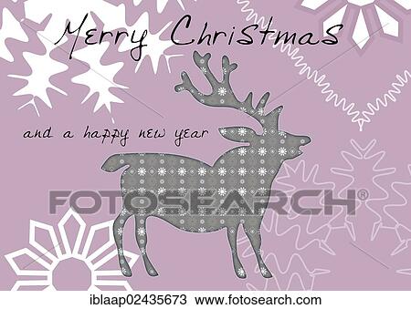 "Christmas card """"Merry Christmas and a Happy New Year"""", stag or hart, illustration" View Large Photo Image Stock Image - "Christmas card """"Merry Christmas and a Happy New Year"""", stag or hart, illustration". Fotosearch