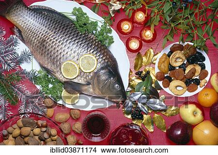 "Christmas carp with fruit and nuts, ingredients, Christmas decorations" View Large Photo Image Picture - "Christmas carp with fruit and nuts, ingredients, Christmas decorations". Fotosearch