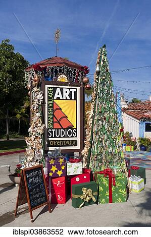 "Christmas decoration on the street, Spanish Village, Balboa Park, San Diego, California, USA" View Large Photo Image Stock Image - "Christmas decoration on the street, Spanish Village, Balboa Park, San Diego, California, USA". Fotosearch