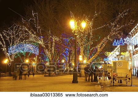Stock Photography - "Christmas decorations in Odessa at night, Odessa, Odessa Oblast, Ukraine, Europe". Fotosearch