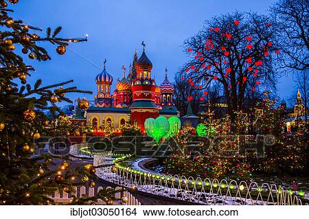 "Christmas decorations in the Tivoli Gardens amusement park, city centre, Kopenhagenop, Denmark, Europe" View Large Photo Image Picture - "Christmas decorations in the Tivoli Gardens amusement park, city centre, Kopenhagenop, Denmark, Europe". Fotosearch