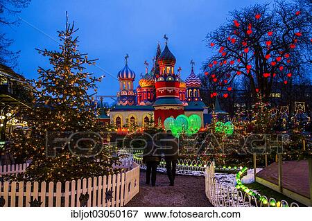 "Christmas decorations in the Tivoli Gardens amusement park, city centre, Kopenhagenop, Denmark, Europe" View Large Photo Image Stock Photo - "Christmas decorations in the Tivoli Gardens amusement park, city centre, Kopenhagenop, Denmark, Europe". Fotosearch