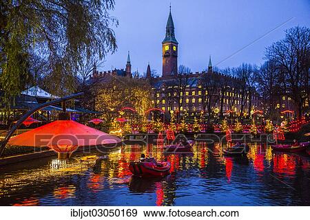 Stock Photo - "Christmas decorations in the Tivoli Gardens amusement park, city centre, Kopenhagenop, Denmark, Europe". Fotosearch
