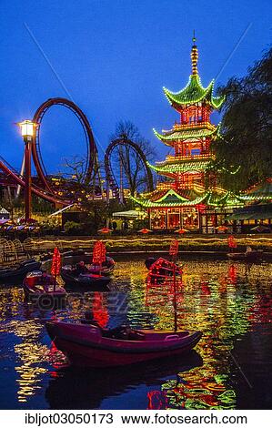 "Christmas decorations in Tivoli Gardens amusement park, city centre, Copenhagen, Capital Region of Denmark, Denmark, Europe" View Large Photo Image Stock Image - "Christmas decorations in Tivoli Gardens amusement park, city centre, Copenhagen, Capital Region of Denmark, Denmark, Europe". Fotosearch