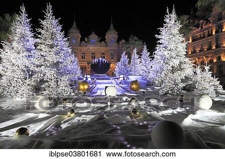 "Christmas decorations with white fir trees on the square in front of the Monte Carlo Casino, on the right Hotel de Paris Monte-Carlo, Monaco, Europe" View Large Photo Image Stock Image - "Christmas decorations with white fir trees on the square in front of the Monte Carlo Casino, on the right Hotel de Paris Monte-Carlo, Monaco, Europe". Fotosearch