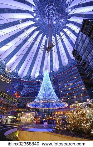 Stock Image - "Christmas market, central forum of the Sony Center, Potsdamer Platz square, Berlin, Germany, Europe". Fotosearch