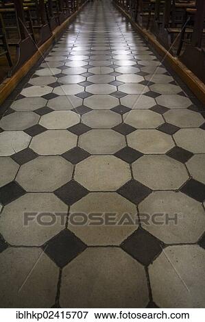 Stock Photo - Church, aisle, floor, perspective view. Fotosearch