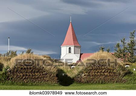"Church and sod houses, turf buildings, Glaumbaer or Glaumbaer Museum, Northwestern Region, Iceland, Europe" View Large Photo Image Stock Photo - "Church and sod houses, turf buildings, Glaumbaer or Glaumbaer Museum, Northwestern Region, Iceland, Europe". Fotosearch