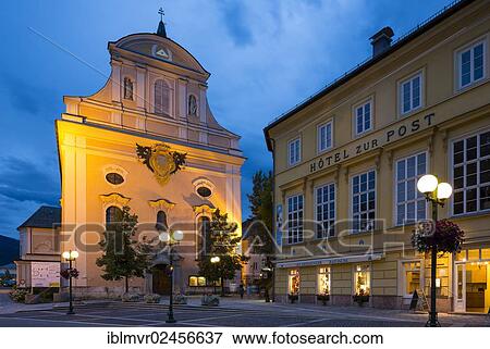 "Church at night, Bad Ischl, Salzkammergut, Austria, Europe" View Large Photo Image Stock Photo - "Church at night, Bad Ischl, Salzkammergut, Austria, Europe". Fotosearch