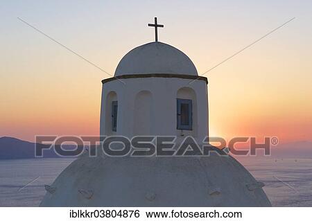"Church dome at sunset, Thira, Santorini, Cyclades, Greece, Europe" View Large Photo Image Stock Photograph - "Church dome at sunset, Thira, Santorini, Cyclades, Greece, Europe". Fotosearch