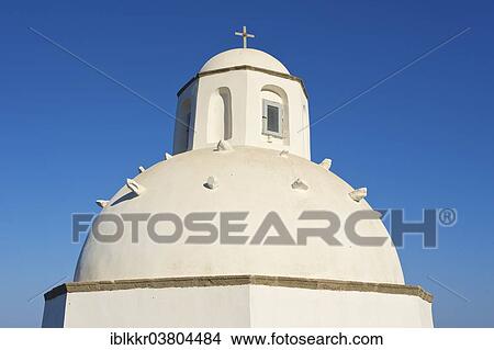 Picture - "Church dome, Thira, Santorini, Cyclades, Greece, Europe". Fotosearch