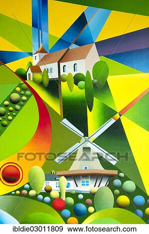 "Church in Bredstedt, Langenhorn Mill, acrylic painting, artist Gerhard Kraus, Kriftel, North Frisia, Schleswig-Holstein, Germany, Europe" View Large Photo Image Stock Photo - "Church in Bredstedt, Langenhorn Mill, acrylic painting, artist Gerhard Kraus, Kriftel, North Frisia, Schleswig-Holstein, Germany, Europe". Fotosearch