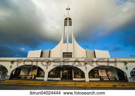 Picture - "Church in evening light, Saipan, Northern Mariana Islands, Oceania". Fotosearch