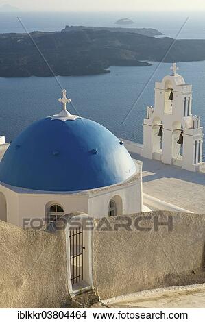 Picture - "Church in Firostefani, Santorini, Cyclades, Greece, Europe". Fotosearch