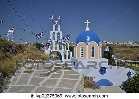 Stock Photo - "Church near Karterados, Santorini, Cyclades, Greek island, Greece, Europe". Fotosearch