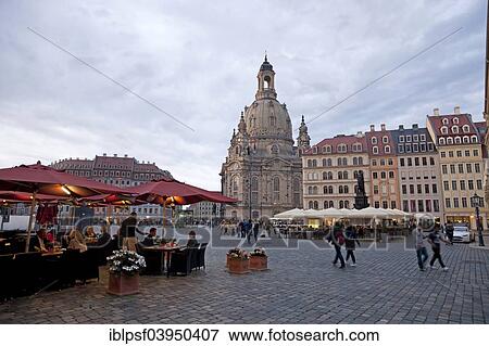 Stock Photo - "Church of Our Lady, Frauenkirche and Neumarkt square, Dresden, Saxony, Germany, Europe". Fotosearch