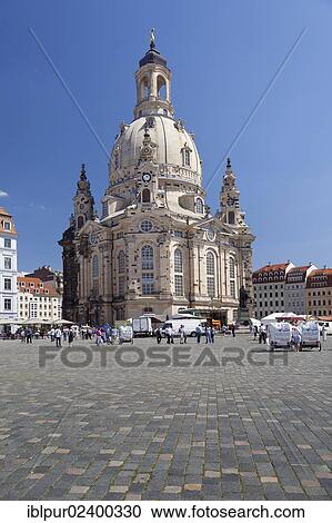 Stock Image - "Church of Our Lady on Neumarkt square, Dresden, Saxony, Germany, Europe". Fotosearch