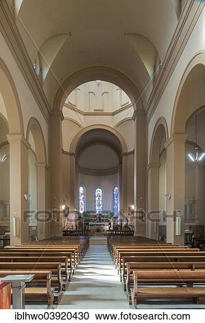 Stock Image - "Church of S. Antonio da Padova, built by architect Cesare Bazzani under orders from Mussolini, 1934, Predappio, Emilia-Romagna, Italy, Europe". Fotosearch