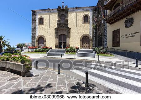 Stock Photo - "Church of San Agustin with the Casa de la Cultura San Agustin, Culture House, La Orotava, Tenerife, Canary Islands, Spain, Europe". Fotosearch