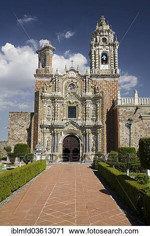 Stock Image - "Church of San Francisco Acatepec, Cholula, Puebla, Mexico, North America". Fotosearch