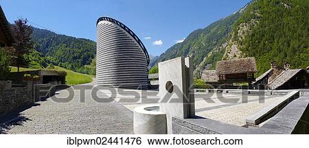 "Church of San Giovanni Battista, designed by Swiss architect Mario Botta, with marble and granite from the valleys of the area, in the village of Mogno, Ticino, Swiss Alps, Switzerland, Europe" View Large Photo Image Stock Photograph - "Church of San Giovanni Battista, designed by Swiss architect Mario Botta, with marble and granite from the valleys of the area, in the village of Mogno, Ticino, Swiss Alps, Switzerland, Europe". Fotosearch