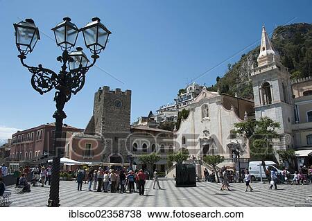 Stock Photo - "Church of San Giuseppe, Piazza IX Aprile square, Taormina, Sicily, Italy, Europe". Fotosearch