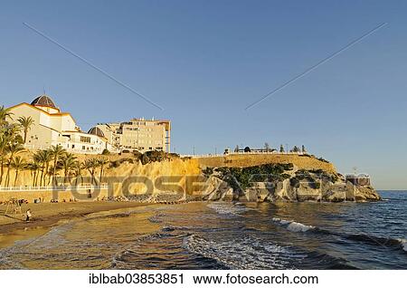 "Church of San Jaime, Playa de Mal Pas beach, Balcony of the Mediterranean, observation deck, evening light, Benidorm, Costa Blanca, Province of Alicante, Spain, Europe" View Large Photo Image Stock Image - "Church of San Jaime, Playa de Mal Pas beach, Balcony of the Mediterranean, observation deck, evening light, Benidorm, Costa Blanca, Province of Alicante, Spain, Europe". Fotosearch