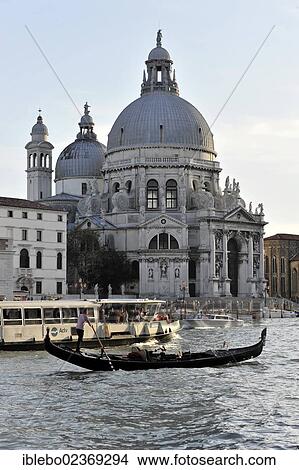 Picture - "Church of Santa Maria della Salute and gondola on the Grand Canal, Canal Grande, Venice, Italy, Europe". Fotosearch