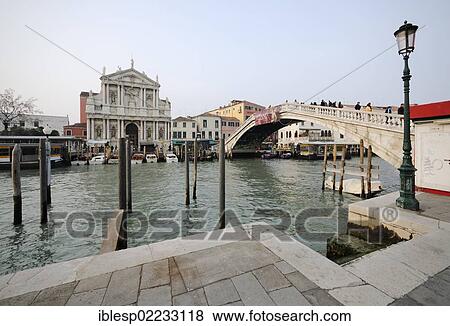 Stock Photo - "Church of Santa Maria di Nazareth or church of the Scalzi, bridge Ponte degli Scalzi, Grand Canal, Canal Grande, Cannaregio, Venice, Venezia, Venetien, Italy, Europe". Fotosearch
