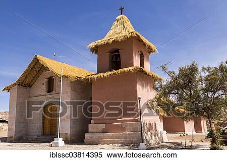 Stock Photography - "Church of Socoromo, Lauca National Park, Atacama Desert, northern Chile". Fotosearch