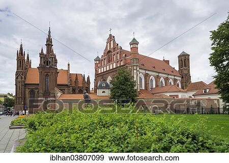 Stock Photo - "Church of St. Anne and Bernardine, Senamiestis or Vilnius Old Town, Vilnius, Vilnius district, Lithuania, Europe". Fotosearch