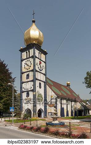 Stock Photo - "Church of St. Barbara, designed by Hundertwasser, Baernbach, Styria, Austria, Europe". Fotosearch