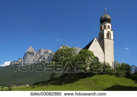 "Church of St. Constantine with Sciliar Mountain, Vols, Seiser Alm, South Tyrol province, Trentino-Alto Adige, Italy, Europe" View Large Photo Image Stock Photography - "Church of St. Constantine with Sciliar Mountain, Vols, Seiser Alm, South Tyrol province, Trentino-Alto Adige, Italy, Europe". Fotosearch