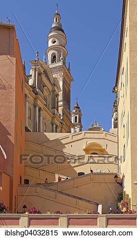 Stock Photography - "Church of St-Michel-Archange, Menton, French Riviera, Provence-Alpes-Cote d'Azur, France, Europe". Fotosearch