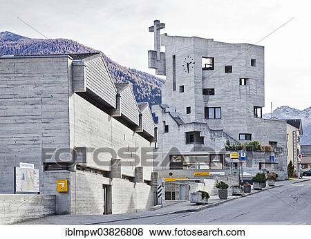 "Church of St. Nicolas, made of concrete, architect Walter Maria Forderer, Heremence, Valais, Switzerland, Europe" View Large Photo Image Stock Photo - "Church of St. Nicolas, made of concrete, architect Walter Maria Forderer, Heremence, Valais, Switzerland, Europe". Fotosearch
