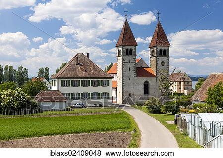 Stock Photo - "Church of St. Peter and Paul in Niederzell on Reichenau Island, Lake Constance, Baden-Wuerttemberg, Germany, Europe, PublicGround, Europe". Fotosearch