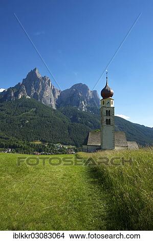 "Church of St. Valentin, Seis am Schlern, South Tyrol province, Trentino-Alto Adige, Italy, Europe" View Large Photo Image Picture - "Church of St. Valentin, Seis am Schlern, South Tyrol province, Trentino-Alto Adige, Italy, Europe". Fotosearch