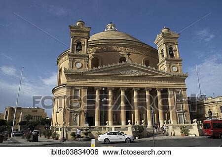 Stock Photograph - "Church of the Assumption of Our Lady or Rotunda of Mosta, Malta, Europe". Fotosearch