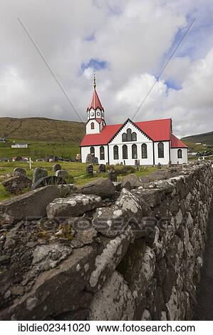 "Church of the community of Sandavagur on Vagar Island, Faroe Islands, North Sea, Northern Europe, Europe" View Large Photo Image Stock Image - "Church of the community of Sandavagur on Vagar Island, Faroe Islands, North Sea, Northern Europe, Europe". Fotosearch