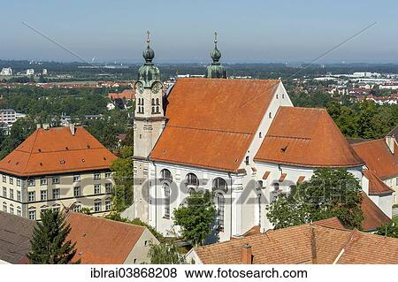 Stock Photo - "Church of the Holy Cross, Heilig-Kreuz-Kirche, former Jesuit College, Landsberg am Lech, Upper Bavaria, Bavaria, Germany, Europe". Fotosearch