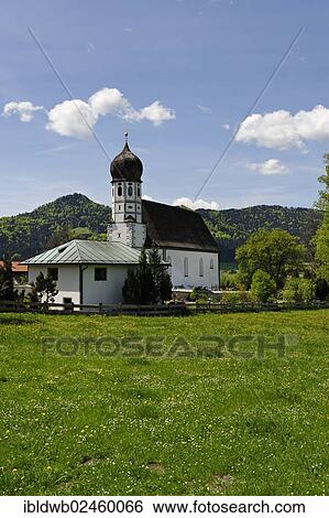 Stock Photograph - "Church on the Maria Schutz cemetery, Fischbachau in the Leitzachtal valley, near Bayrischzell, Upper Bavaria, Bavaria, Germany, Europe". Fotosearch