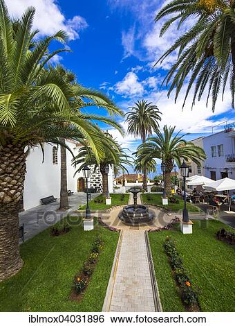 Stock Photograph - "Church Square, San Andres, La Palma, Canary Islands, Spain, Europe". Fotosearch